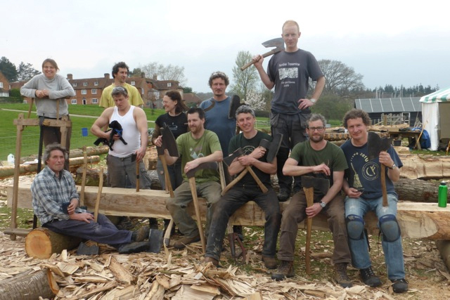 Shipwright school blog - the professionals finish off the hewing and sawing